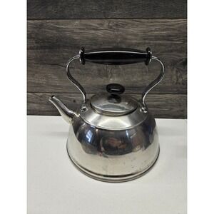 Copco 0116 Stainless Steel Tea Kettle 2 Quart Silver Black Whistling Stovetop